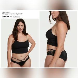 Victoria's secret very sexy strappy lace cheeky panty BLACK XLARGE